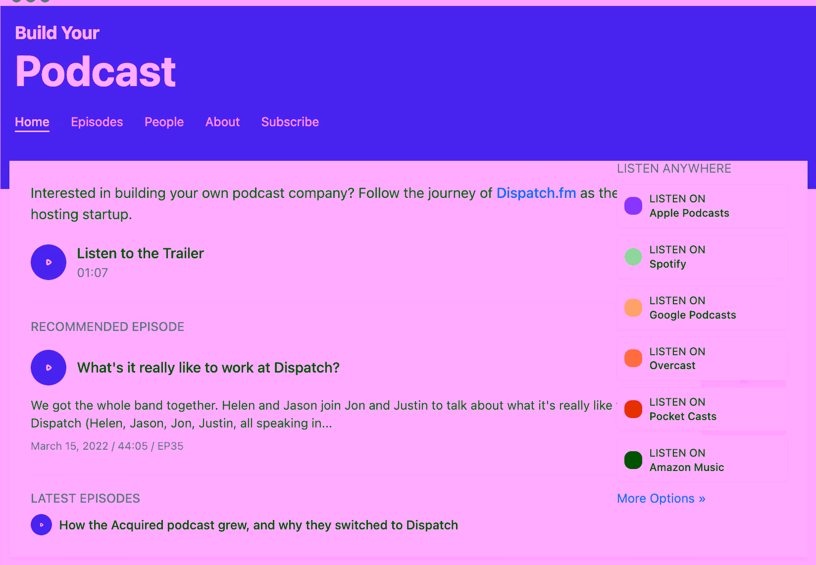 Podcast website preview